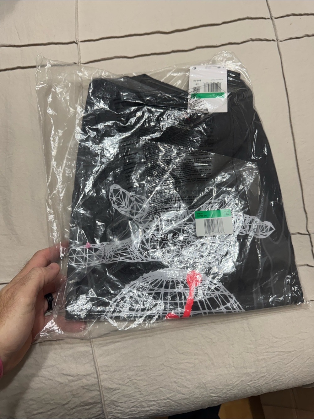 Jordan Black Short Sleeve Tee with White Geometric Graphic and Red Accent
